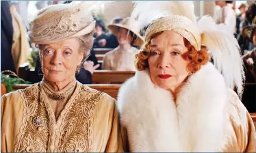  ?? ?? Clockwise from above: Shirley MacLaine with Maggie Smith in Downton Abbey; Blue Lights returns for a new series