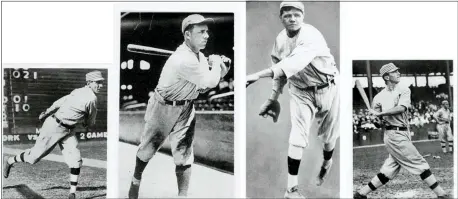  ?? SUBMITTED PHOTO ?? Some of the stars who have played a role in the history of the Delco League. From left are Albert ‘Chief’ Bender, Jimmy Dykes, Babe Ruth, and Frank ‘Home Run’ Baker.