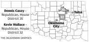  ??  ?? Oklahoma State Rep. Kevin Wallace, R-Wellston, and State Rep. Dennis Casey, R-Morrison, helped author House Bill 1010 calling for increased taxes on several items, including hotel rooms.