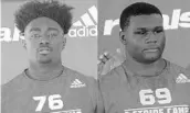  ?? CHRIS HAYS/STAFF ?? Rian Davis of Wekiva, left, and Raymond Cutts of Jones were MVPs at Sunday’s Rivals/adidas 3-Stripe Camp.