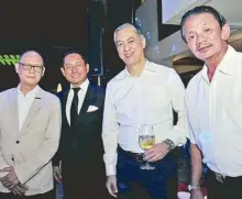  ??  ?? Sec. Benjamin Diokno, Atty. Mike Toledo, Michael Tan and Rey Lapid