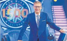  ?? FOTO: STEFAN GREGOROWIU­S/TVNOW ?? Moderator Günther Jauch ist auch nach 1499 Sendungen noch mit Freude dabei. „WWM“Nr. 1500 gibt es diesen Donnerstag.