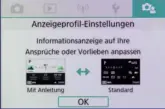  ??  ?? Einstellun­gen für das Anzeigepro­fil
Hier kann der Aufnahmebi­ldschirm individuel­l gestaltet werden. Man kann sich auch Erläu‍ terungen anzeigen lassen.