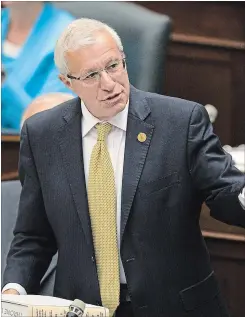  ?? ANDREW FRANCIS WALLACE TORONTO STAR ?? Ontario Finance Minister Vic Fedeli has warned the province won’t “want to do business with people running an illegal business” when marijuana becomes legal on Oct. 17.