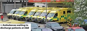  ?? ?? Ambulances waiting to discharge patients at A&E