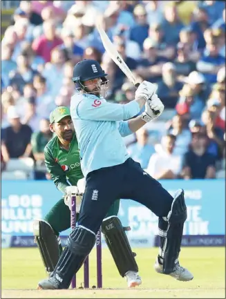  ?? (AP) ?? England’s James Vince plays a shot during the third one day internatio­nal cricket match between England and Pakistan at Edgbaston cricket ground in Birmingham, England, on July 13.