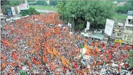  ?? HT FILE ?? People from the Maratha community taking out a silent march.