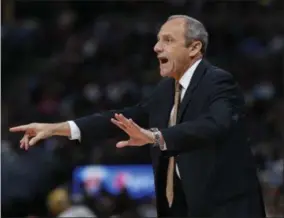  ?? DAVID ZALUBOWSKI - THE ASSOCIATED PRESS ?? FILE - In this April 3, 2019, file photo, San Antonio Spurs assistant coach Ettore Messina gestures in the first half of an NBA basketball game against the Denver Nuggets, in Denver.