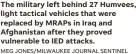  ?? MEG JONES/MILWAUKEE JOURNAL SENTINEL ?? The military left behind 27 Humvees, light tactical vehicles that were replaced by MRAPS in Iraq and Afghanista­n after they proved vulnerable to IED attacks.