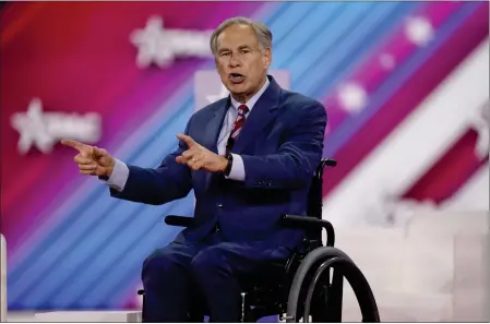  ?? LM OTERO — THE ASSOCIATED PRESS ?? Texas Gov. Greg Abbott speaks at the Conservati­ve Political Action Conference in Dallas on Thursday.