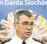  ??  ?? Verbal apology: Garda Commission­er Drew Harris apologises verbally at Garda HQ in July