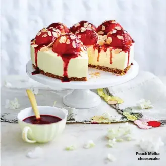  ??  ?? Peach Melba cheesecake