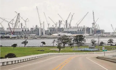  ?? Jon Shapley/staff file photo ?? Golden Pass LNG Terminal is shown in 2022 in Sabine Pass. The Biden administra­tion has approved 13 new LNG facilities.