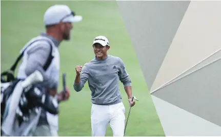  ??  ?? Collin, St. George and Patrick: Morikawa, left, celebrates his PGA Championsh­ip win at Harding Park; the short 6th, right, will be a key hole at Sandwich; and Reed, below, hopes to play a key role back at Torrey Pines