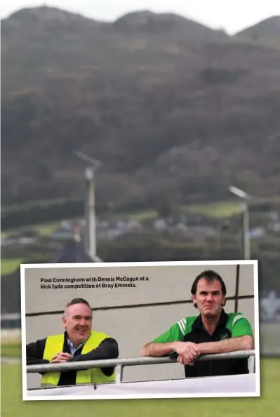  ??  ?? Paul Cunningham with Dennis McCague at a kick fada competitio­n at Bray Emmets.