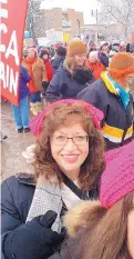  ?? JOLINE GUTIERREZ KRUEGER/JOURNAL ?? Laura Martinez of Albuquerqu­e was one of an estimated 11,000 who showed up at the Women’s March in Santa Fe on Saturday.