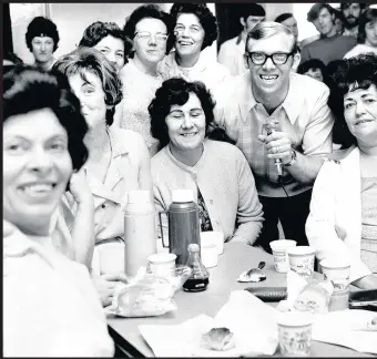  ??  ?? Singer Gerry Monroe sang for former colleagues at the Plessey factory, South Shields, 1970