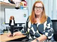  ??  ?? Prof Dame Sarah Gilbert in her office with the Barbie doll created in her image