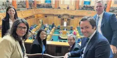  ?? PHOTO: FACEBOOK ?? Benched . . . CluthaSout­hland MP Hamish Walker Right front) is among those observing social distancing rules in Parliament earlier in the week.
