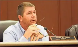  ?? / Adam Cook ?? Catoosa County Commission Chairman Steven Henry speaks about the transporta­tion sales tax during a Board of Commission­er’s meeting in November.