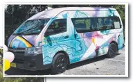 ??  ?? The residents at Feros Care have pimped their mini bus with the help of a graffiti artist.