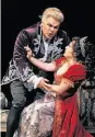  ?? Cory Weaver / S.F. Opera ?? Mark Delevan as Scarpia and Patricia Racette in the title role in Puccini’s “Tosca.”