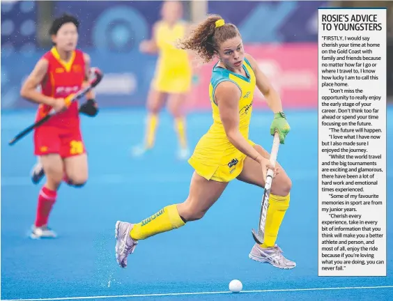  ?? Picture: GETTY IMAGES ?? A lot has changed since Rosie Malone played for Australia in the Pro League against China in June last year.