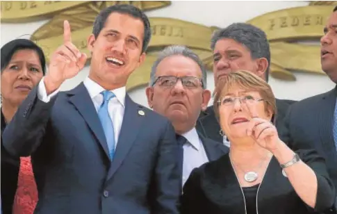  ?? EFE ?? Juan Guaidó, ayer con la alta comisionad­a de la ONU para los derechos humanos, Michelle Bachelet