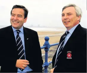  ??  ?? OIL BE THERE Lizzy’s tycoon dad Ken, right, with sports host Jeff Stelling