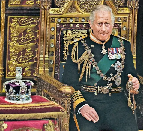  ?? ?? The Prince of Wales took the place of the Queen at yesterday’s State Opening of Parliament. It was only the third time in her reign that she has not attended