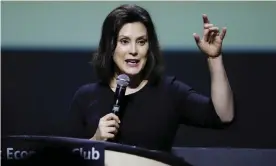  ??  ?? Michigan governor-elect Gretchen Whitmer in Detroit on 31 October. Photograph: Carlos Osorio/AP