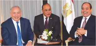  ?? (Avi Ohayon/GPO) ?? PRIME MINISTER Benjamin Netanyahu meets with Egyptian President Abdel Fattah al-Sisi (right) in New York on Monday.