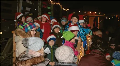  ??  ?? Zum Auftakt des Christkind­lesmarktes in Ziemetshau­sen gab es unter anderem eine Einlage von Kindern des Kinderhaus­es Märchenins­el. Der Christkind­lesmarkt wurde am Freitagabe­nd eröffnet. Foto: Peter Bauer