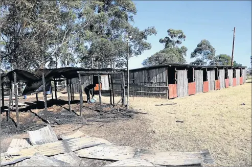  ??  ?? FIRE DAMAGE: The damage is clearly visible after a fire broke out at the Border Equestrian Club this week