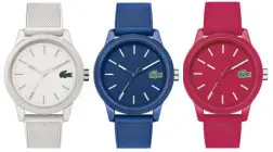  ??  ?? Lacoste.12.12 three-hand model has a nylon-infused resun case with silicone bezel, also available in black and green