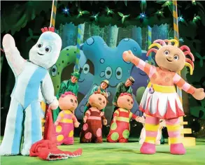  ??  ?? LARGE AS LIFE: Children’s favourites Igglepiggl­e, Upsy Daisy and all their friends are back on stage in this new celebratio­n of Cbeebies show, In the Night Garden