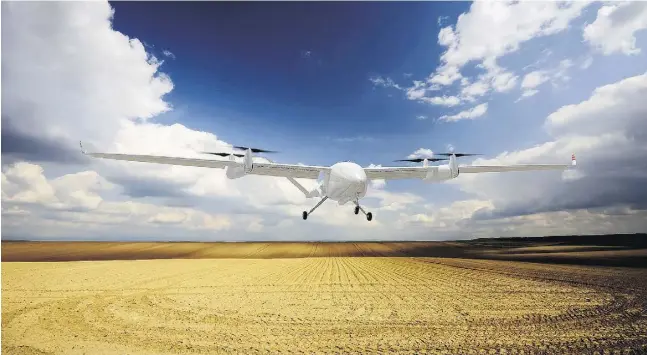  ?? Courtesy of Quantum Systems ?? Munich-based startup, Quantum Systems, has designed a drone that is able to survey farmland to help water crops and unearth diseased areas.