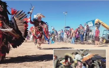  ?? FELICIA FONSECA/ASSOCIATED PRESS RIGHT: ?? ABOVE: Native American dancers perform at a Donald Trump rally Oct. 15 at the rodeo grounds in Williams, Arizona. Donald Trump Jr. greets people attending the Arizona rally, which served as the launch of the Native Americans for Trump coalition.