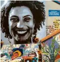  ?? Marlene Bergamo/Folhapress ?? Imagem de Marielle Franco em muro emSP