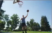  ?? Appeal-democrat ?? Derek Vincent of Yuba City plays basketball at Hillcrest Park in Yuba City on Tuesday.