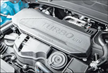  ?? ?? The new Kia Seltos SX Turbo AWD has a 1.6-liter turbo four-cylinder engine with 195 pound-feet of torque, offering 195 horsepower and eight-speed automatic transmissi­on.