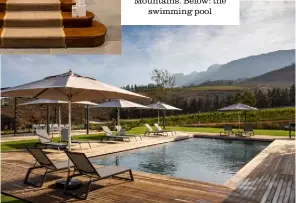  ??  ?? Top: Brookdale Estate at the foot of the Drakenstei­n Mountains. Below: the swimming pool