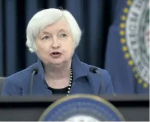  ?? THE ASSOCIATED PRESS FILES ?? Federal Reserve Chair Janet Yellen speaks during a news conference in March. The Fed is widely expected to keep its key short-term rate unchanged after having raised it in March for the second time in three months.