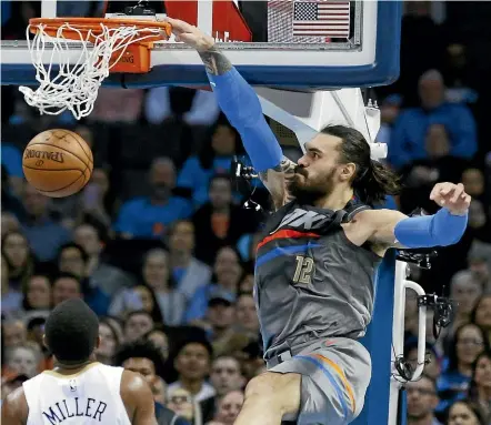  ?? AP ?? Oklahoma City Thunder centre Steven Adams has continuall­y snubbed the Tall Blacks because of his issues with New Zealand Basketball.