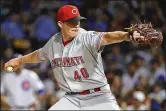  ?? JONATHAN DANIEL / GETTY IMAGES ?? Reliever Austin Brice is among the promising players the Reds received in the deal that sent Dan Straily to the Marlins.