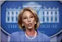  ?? ALEX BRANDON, FILE - THE AP ?? In this March 27 file photo, Education Secretary Betsy DeVos speaks about the coronaviru­s in the James Brady Press Briefing Room in Washington.