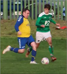  ??  ?? Johnny Carton on the attack for Wicklow Town.