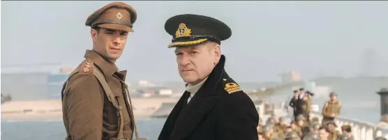  ?? WARNER BROS. ?? James D’Arcy, left, and Kenneth Branagh star in the new movie Dunkirk, which is hitting it big at the box office — and might also be a player come Oscar season.