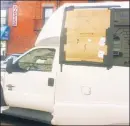  ?? Ben Feuerherd ?? WINDOW BEAT: Conor McGregor allegedly damaged this van during his rampage after the UFC 223 press conference at Barclays Center on Thursday.