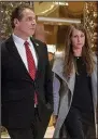  ?? (AP/Andrew Harnik) ?? New York Gov. Andrew Cuomo and aide Melissa DeRosa leave Trump Tower in New York after meeting with Donald Trump on Jan. 18, 2017. DeRosa and other top aides reportedly altered a report to conceal the true number of nursing home patients who were killed by covid-19.